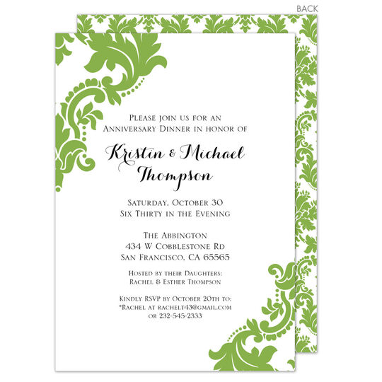 Nature Green Damask Invitations